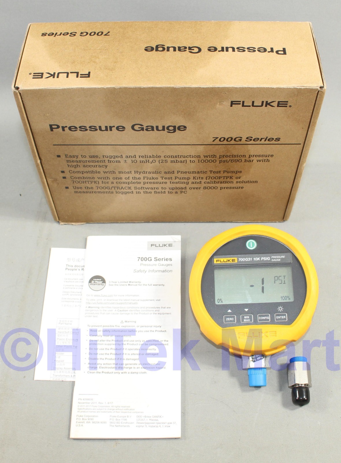 Fluke 700G31 10K PSIG Digital Pressure Gauge 10,000 PSI  IP67 in Fluke Box