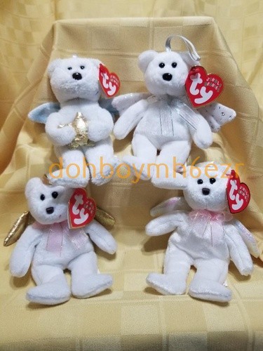Ty Beanie Baby Jingle Beanies Christmas Star Halo II Herald Bear Angel Plush LOT