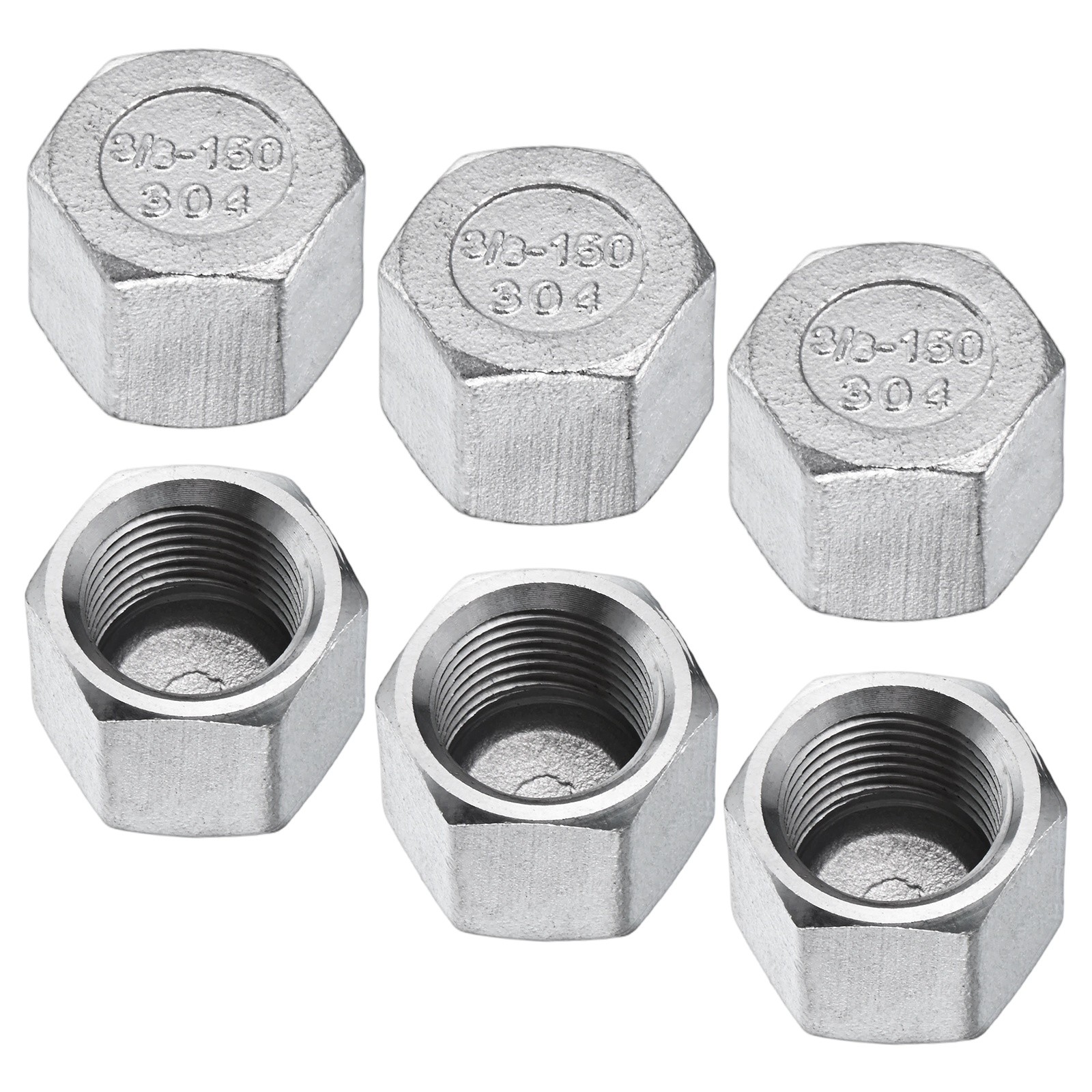 6-Pack 304 Stainless Steel Square Head Plug, 3/8 Inch NPT Male Pipe Fittings