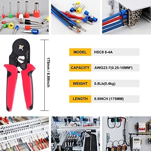 Ferrule Crimping Tool AWG23-7 Self-adjustable Ratchet Wire Ferrule Crimper HS...