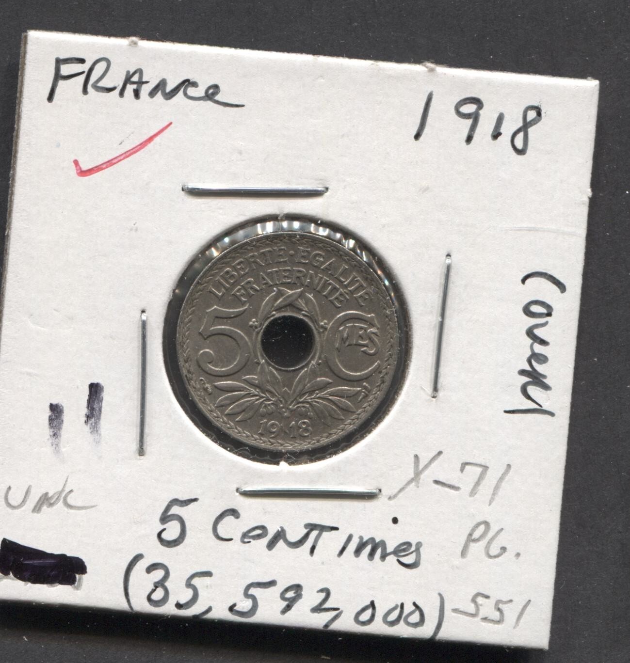 1918-Germany-UNC/5 Centimes