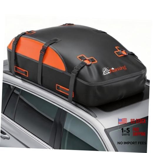 Car Rooftop Cargo Carrier Bag, 100% Waterproof 20 Cubic Feet Black with Orange