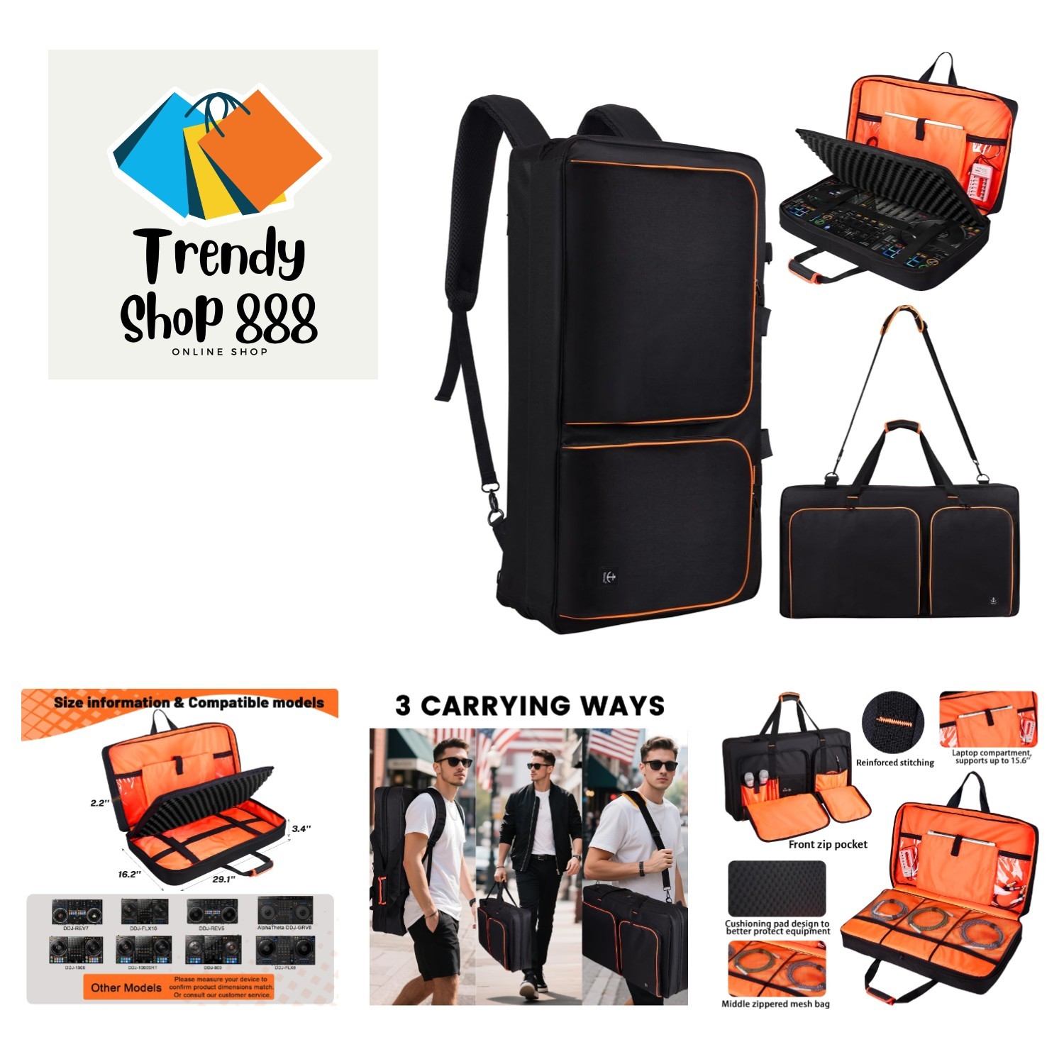Deluxe DJ Controller Case with EVA Padding, Fits 15.6" Laptops - Ideal for DJs