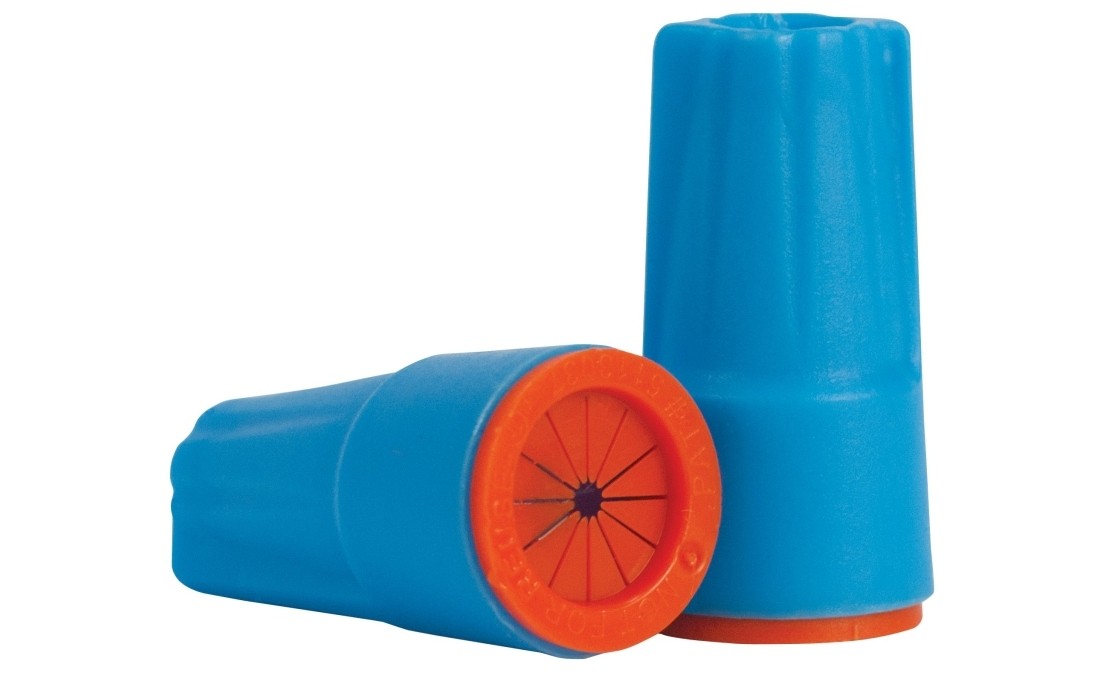 Dryconn Wire Connector, 22 to 12 AWG Wire, Copper Contact, Aqua/Orange - pack of