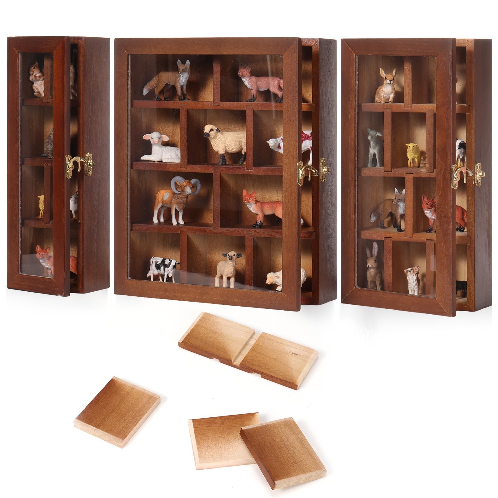 Wooden Trinket Display Shelf Shadow with Shelves Large Wall Mounted Display S...