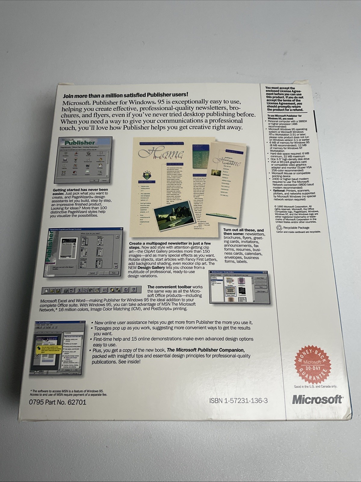 VTG Microsoft Publisher Windows 95 & Windows NT Workstation 3.0 Floppy Disk 3.5"