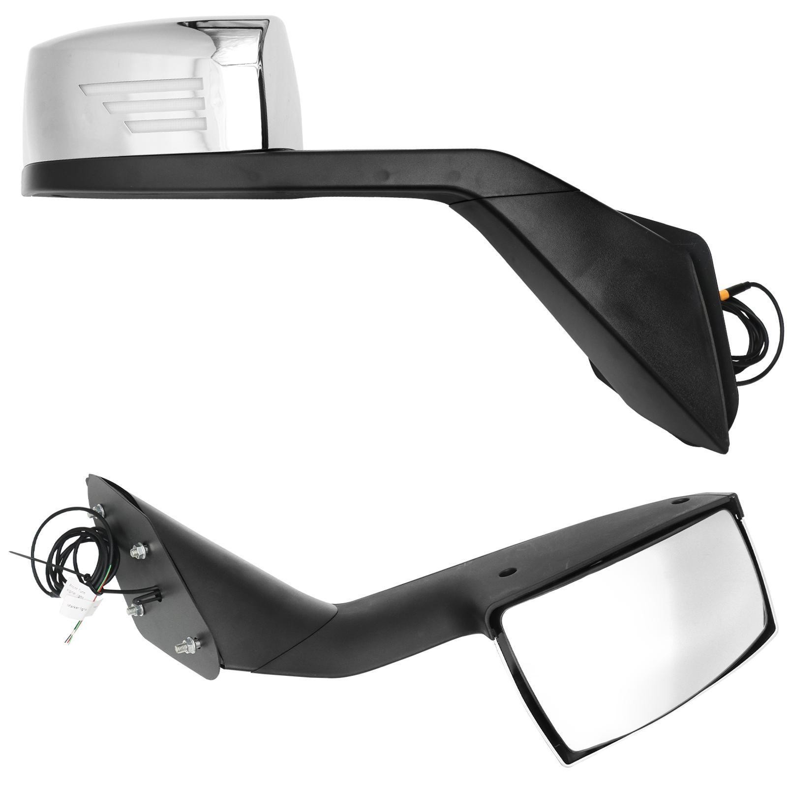 Durable Chrome Truck Hood Mirrors with Strip Light Compatible Side Mirror