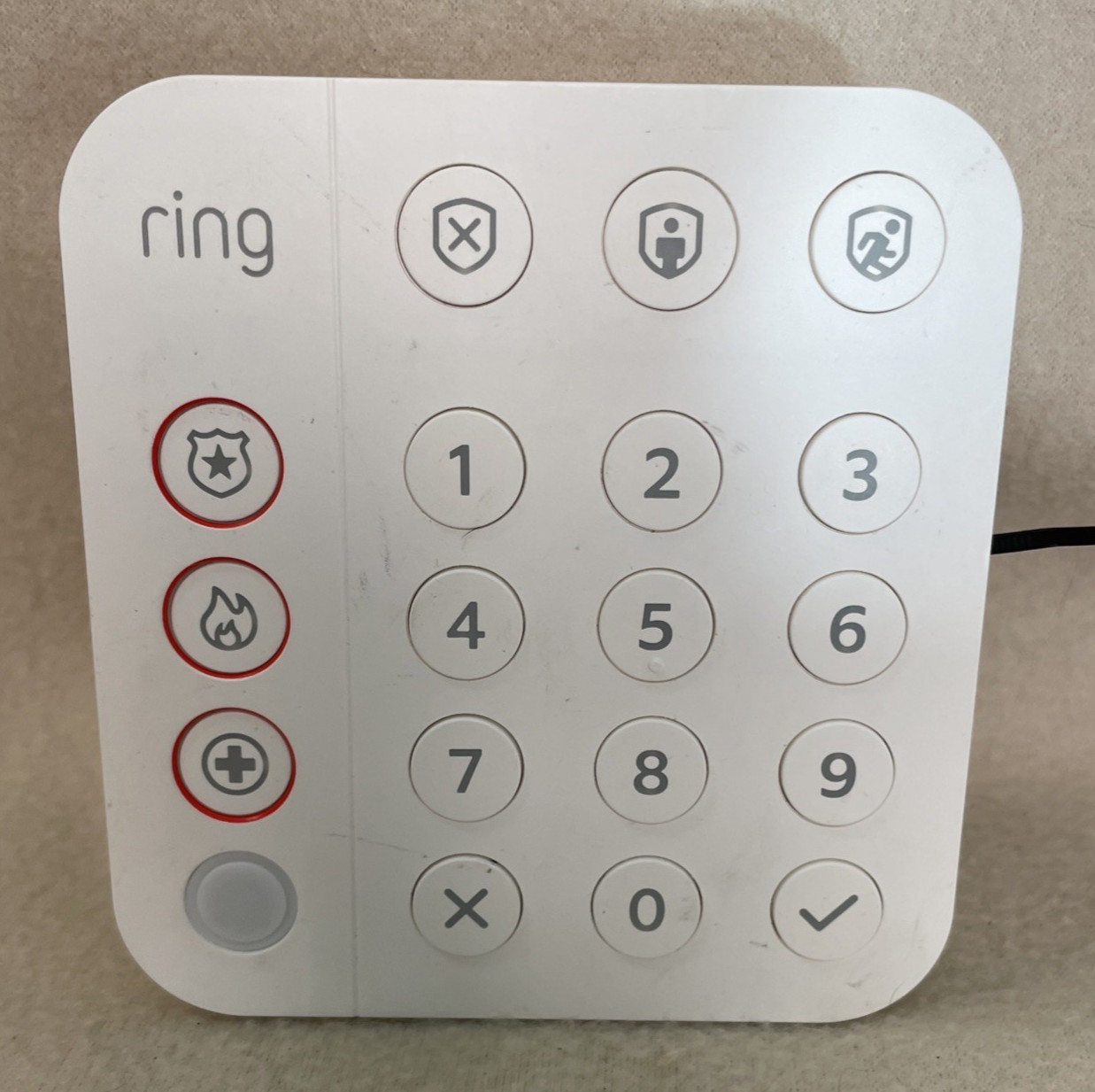 Ring Security Alarm Keypad Z-Wave Plus 06378 w/ Power Adapter Untested White