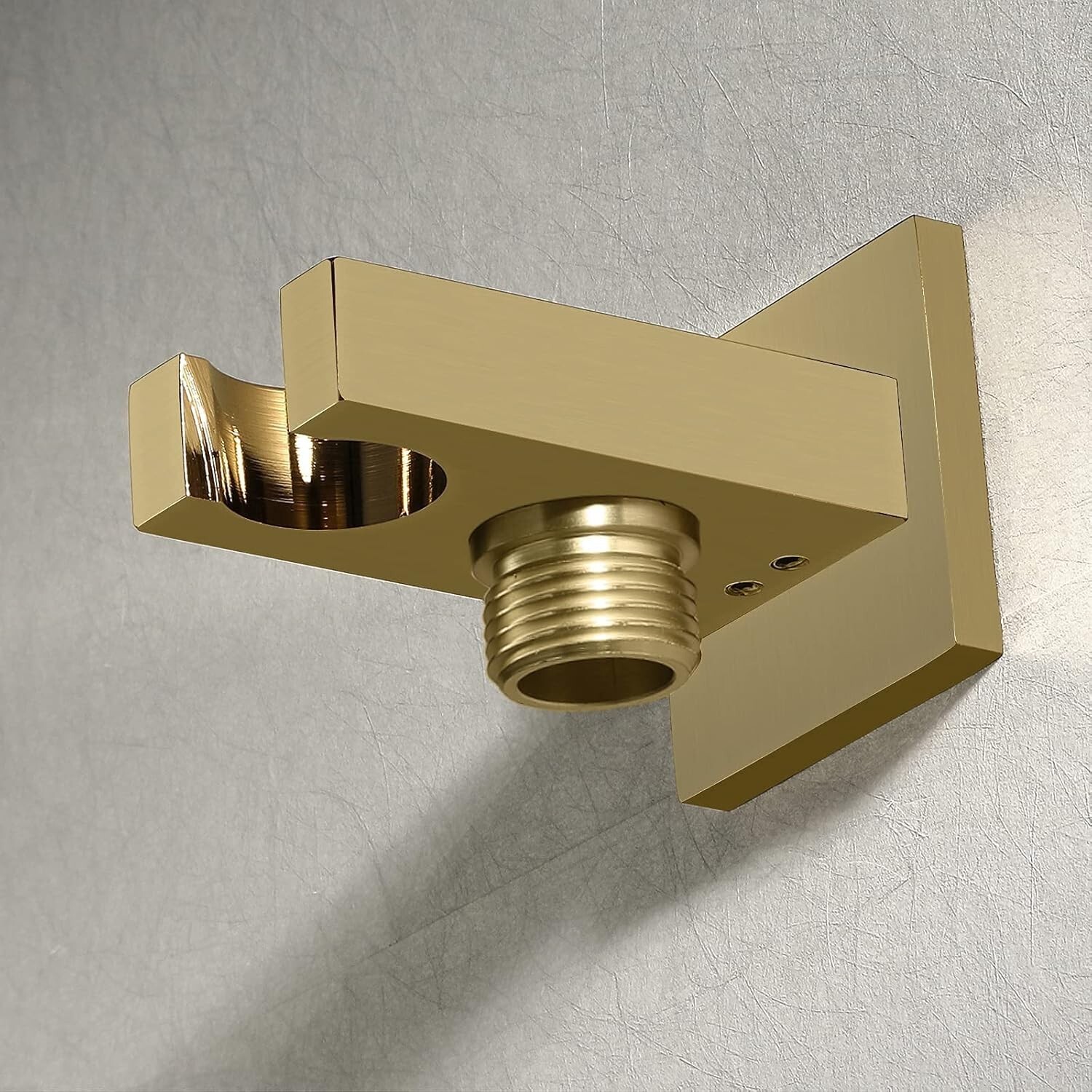 Brushed Gold Handheld Shower Head Holder Square Brass Bidet Sprayer Wall Bracket