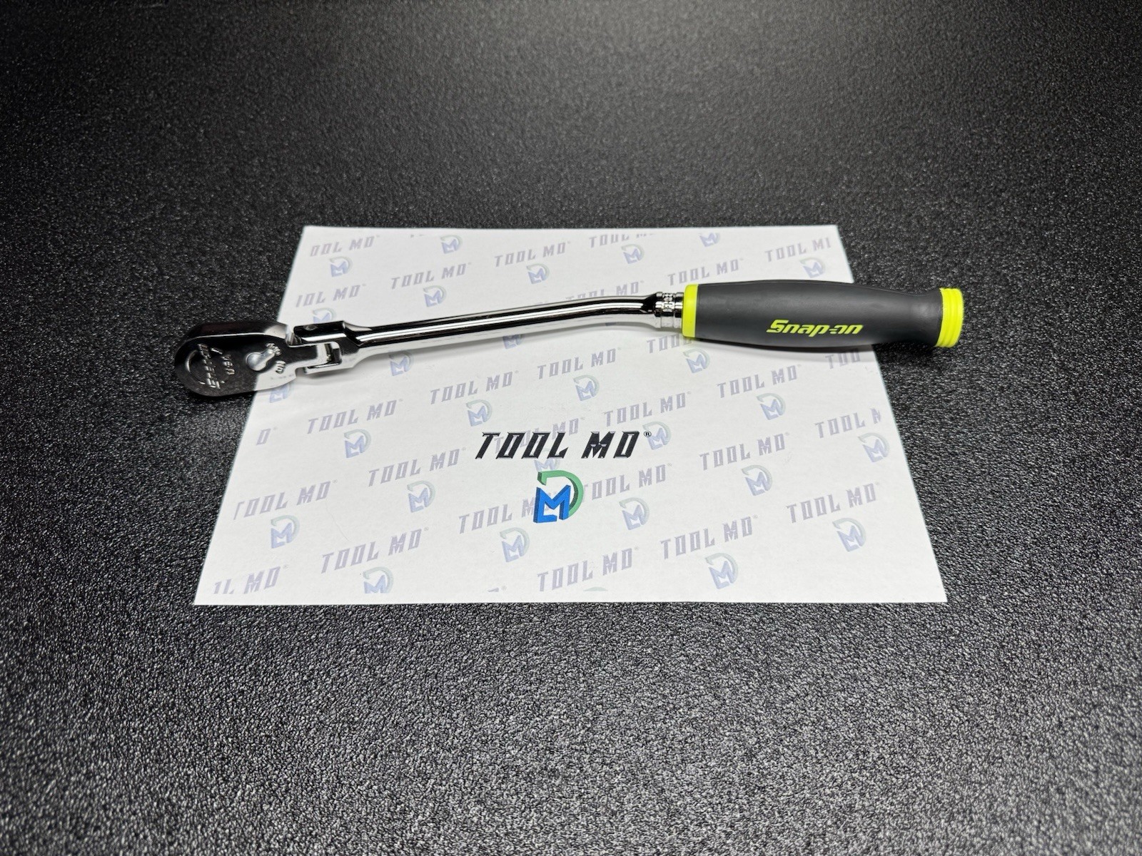 Snap-on Tools HI-VIZ YELLOW 3/8" Drive Soft Grip Bent Flex Head Ratchet FHBF80A