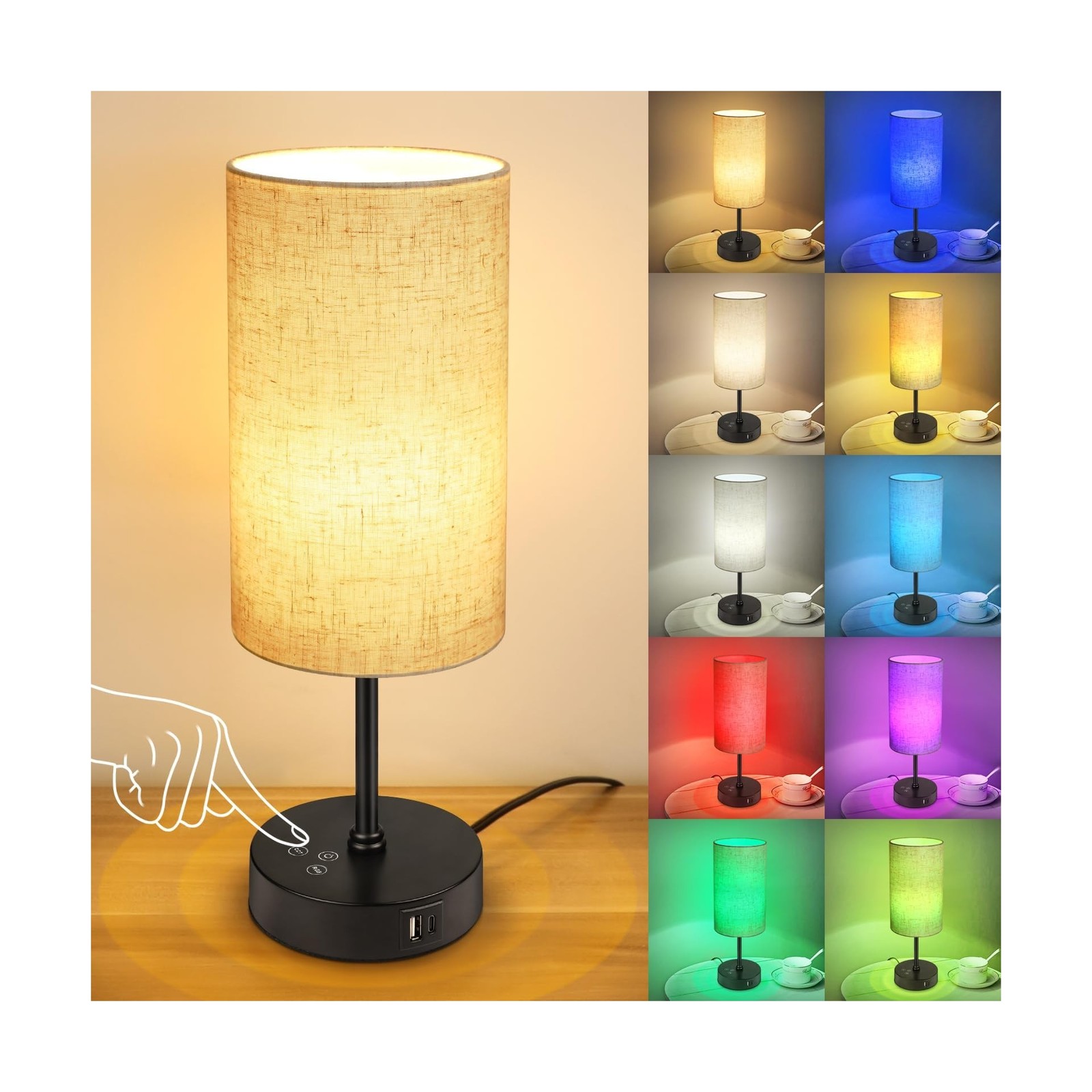 Unicozin Table Lamp, 3 CCT 3000K/4500K/6500K & RGB Color Changi... FAST USA SHIP
