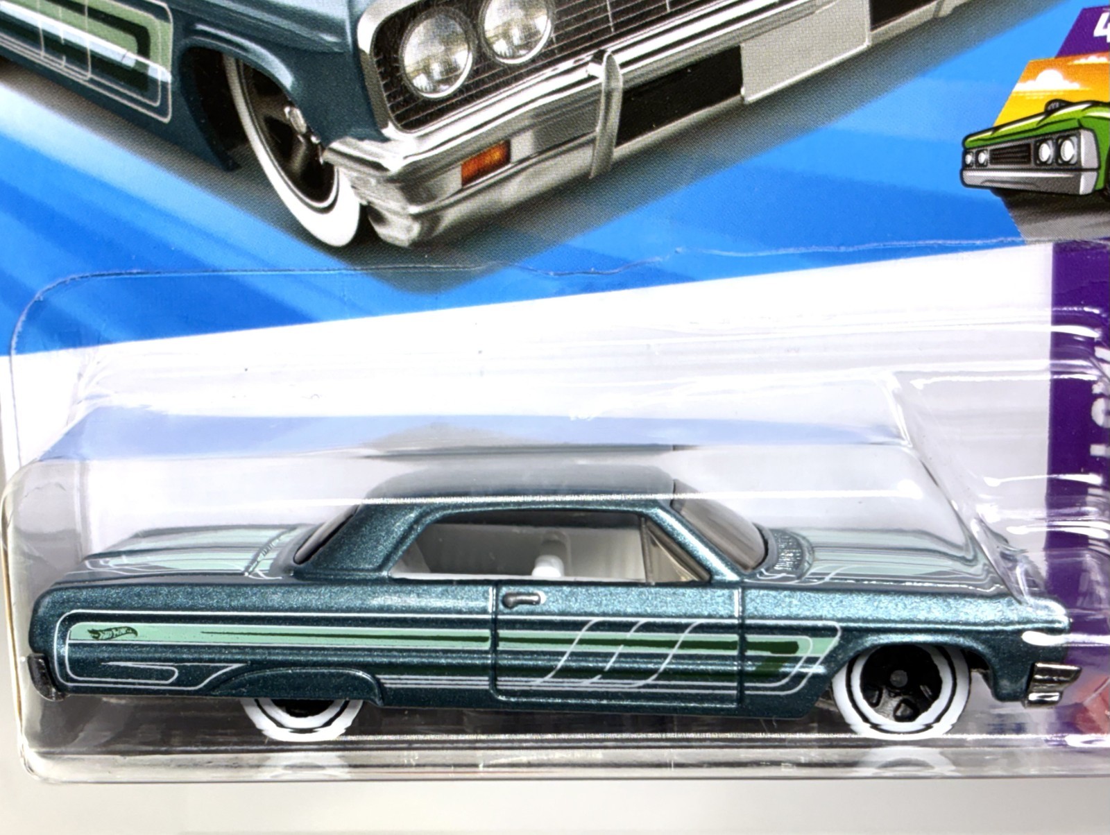 2026 Hot Wheels ‘64 Impala  Teal Pinstripes, White Wall Tires, Lowrider