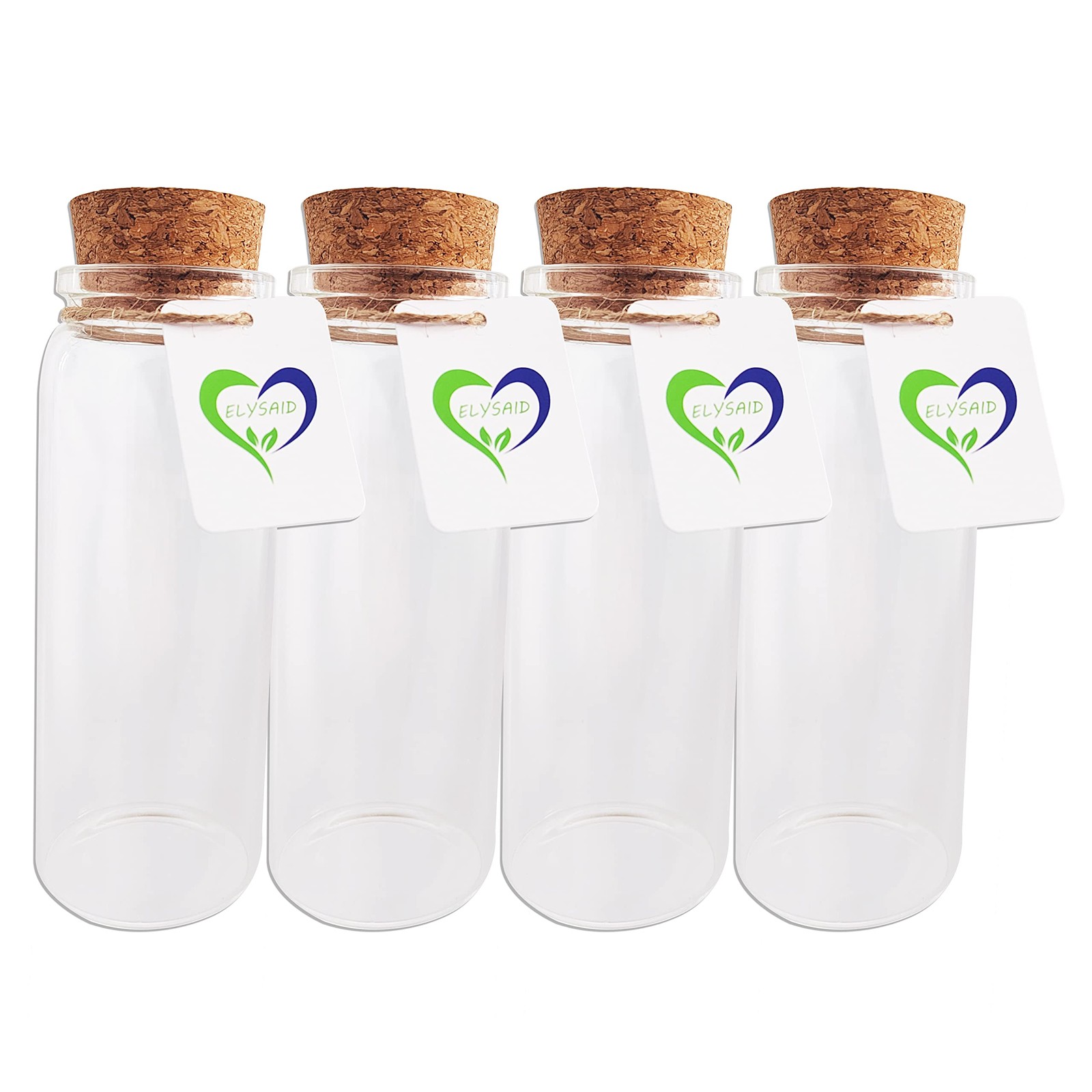 4pcs of 150 ml Empty Clear Glass Bottles Vials With Cork Stopper Storage Jars