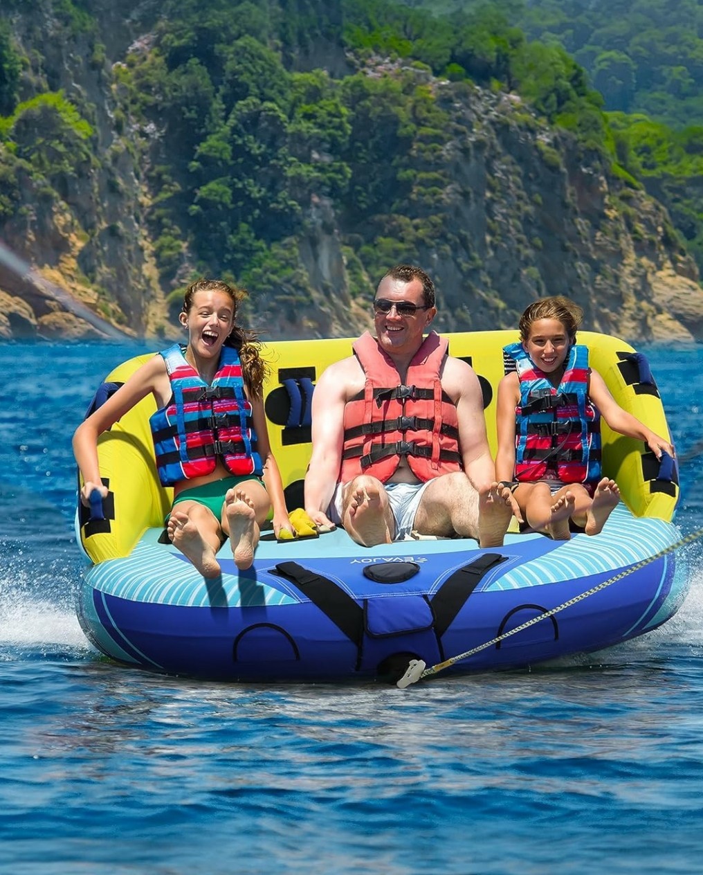 EVAJOY 3-Person Towable Inflatable Tube for Boating