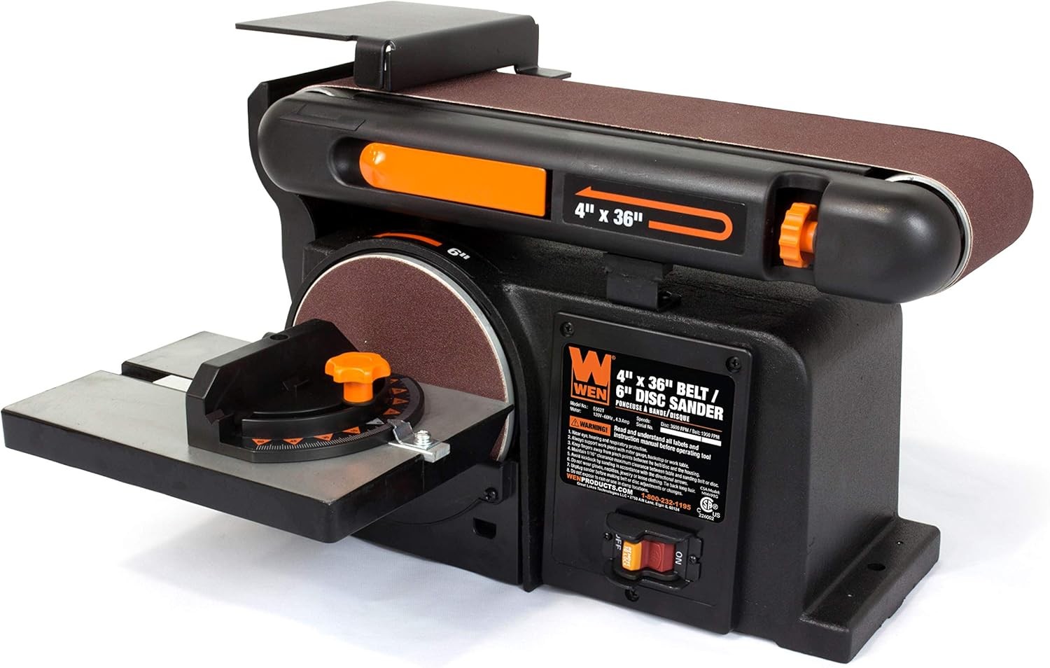 Benchtop Belt and Disc Sander with 4 x 36 in. Belt,6 in. Disc and Cast Iron Base