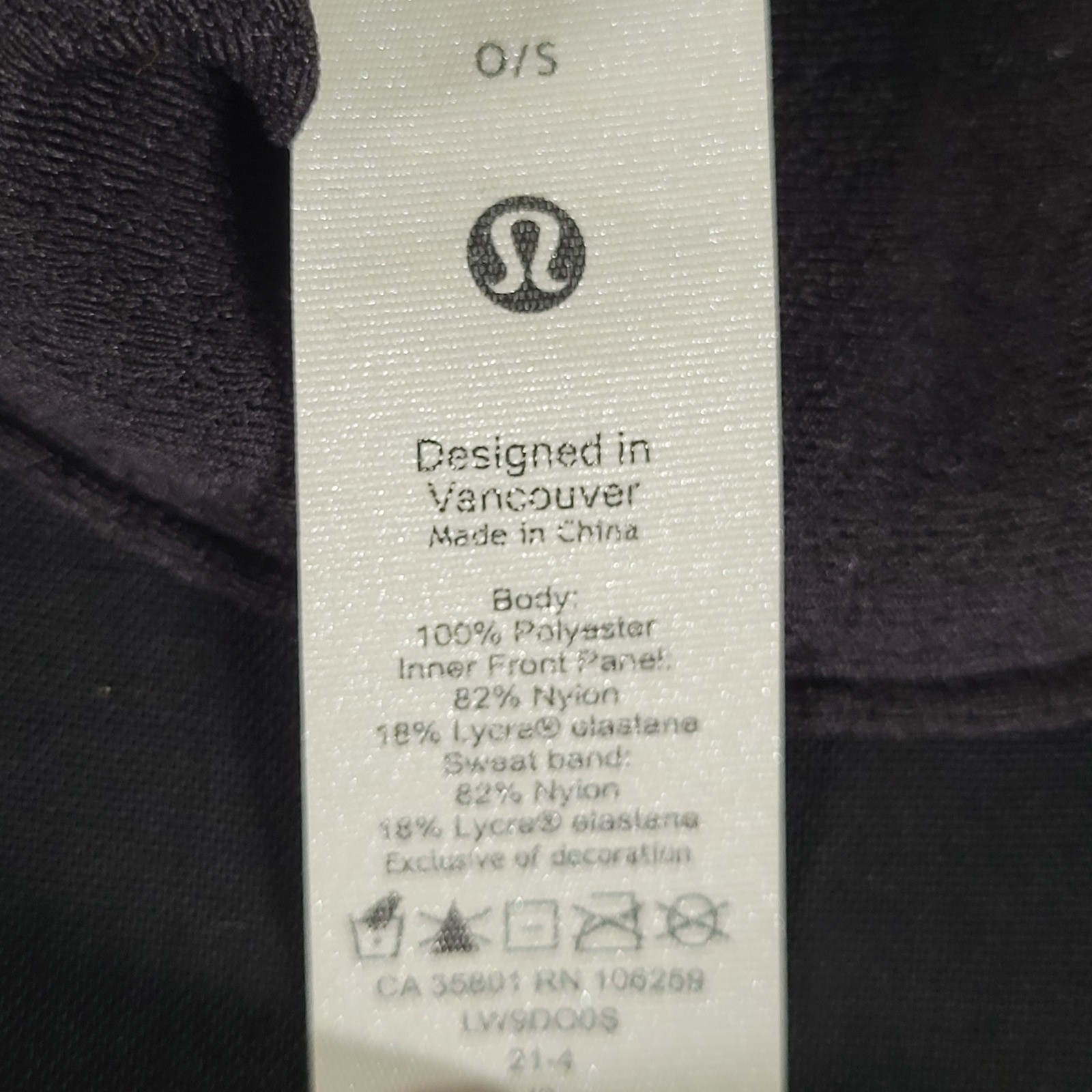 Lululemon Baseball Cap Black One Size Adjustable Strap Polyester Nylon
