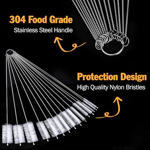 15 Pack Straw Cleaner Brush Set, 12 inch Extra Long, 5 Different Diameters