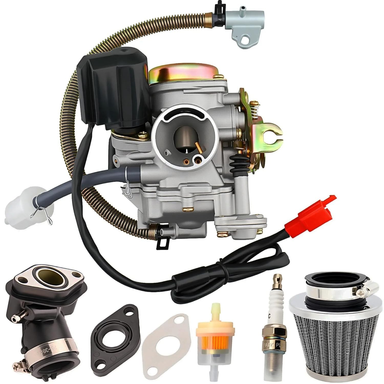 50cc Carburetor with Intake Manifold Air Filter for GY6 4 Stroke 49cc Scooter