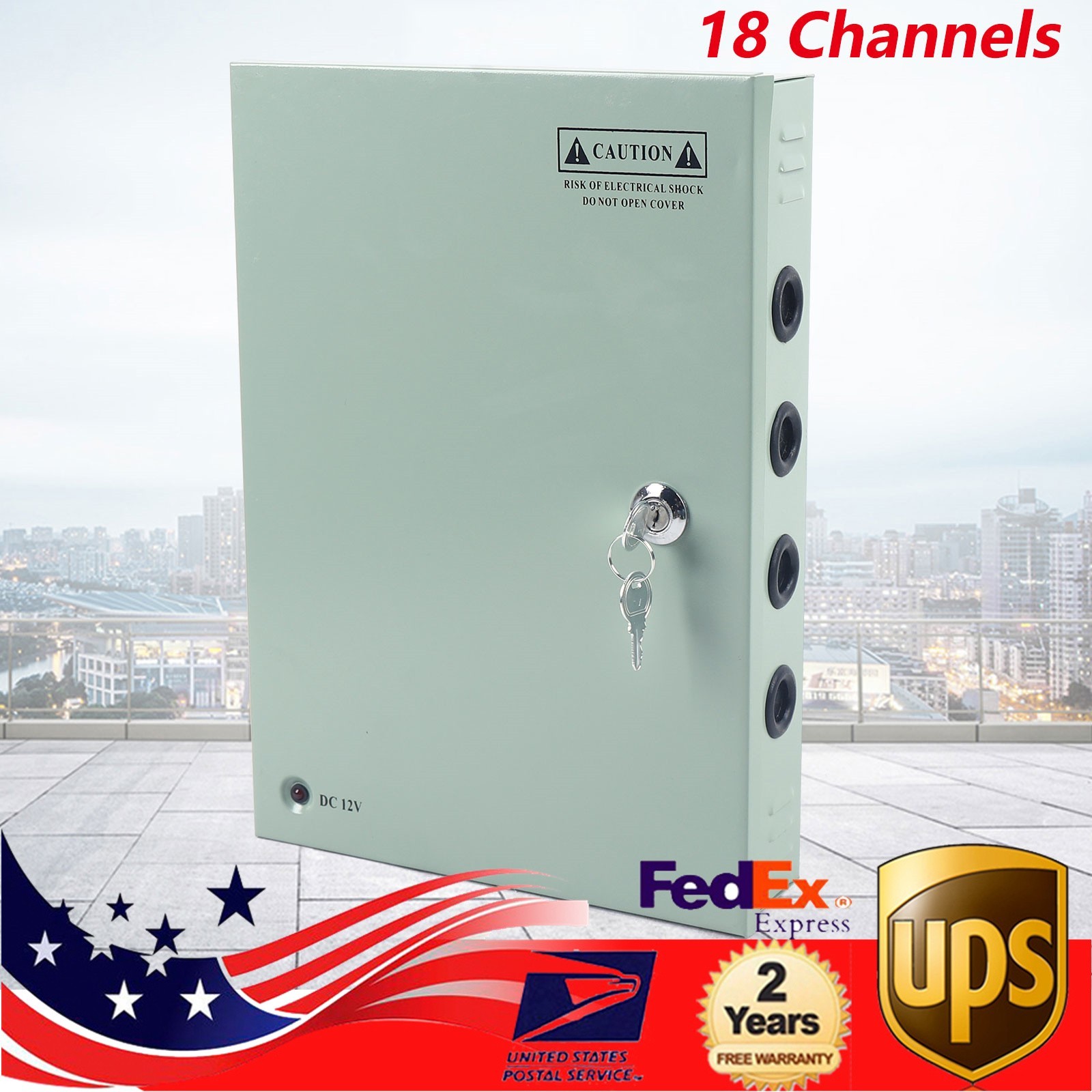 18Ch Channels Power Supply Distribution Box DC 12V 30A for CCTV Security Camera