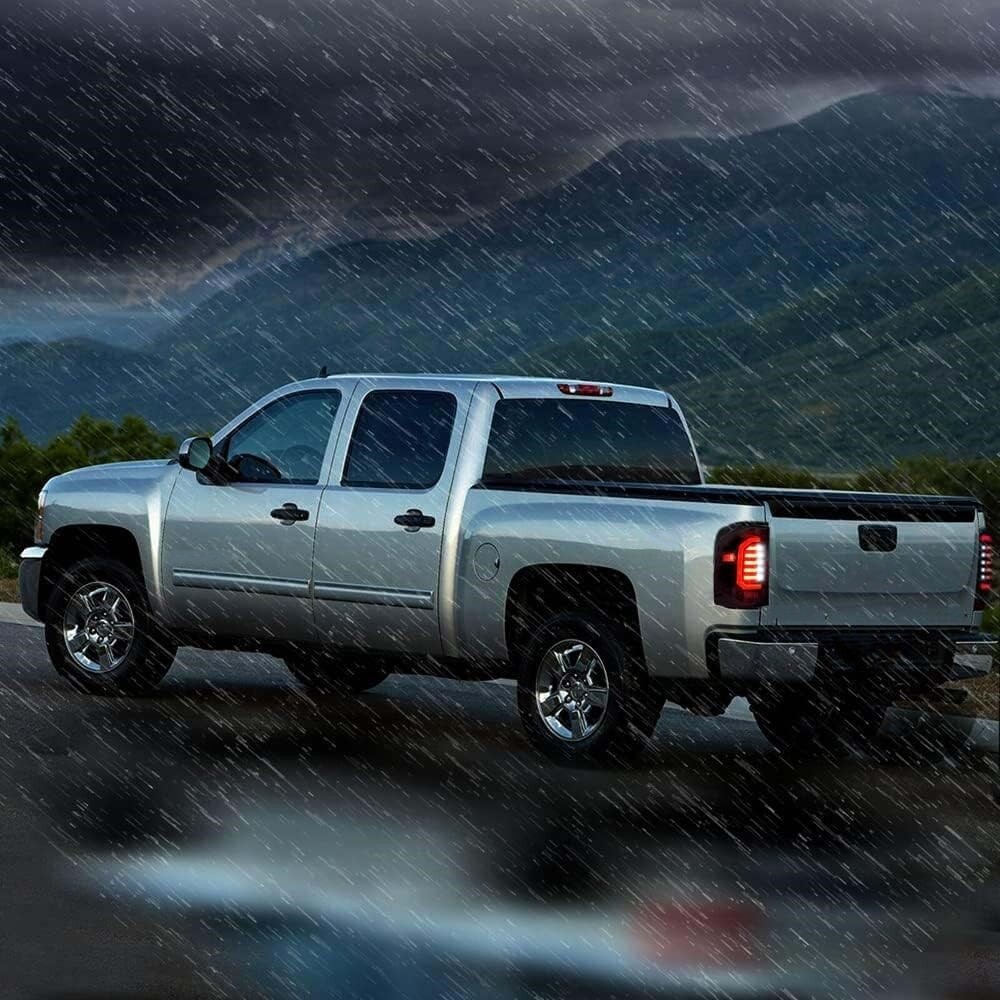 Pair Black Smoke LED Tail Lights for 2007-2013 2014 Chevy Silverado 1500 2500HD