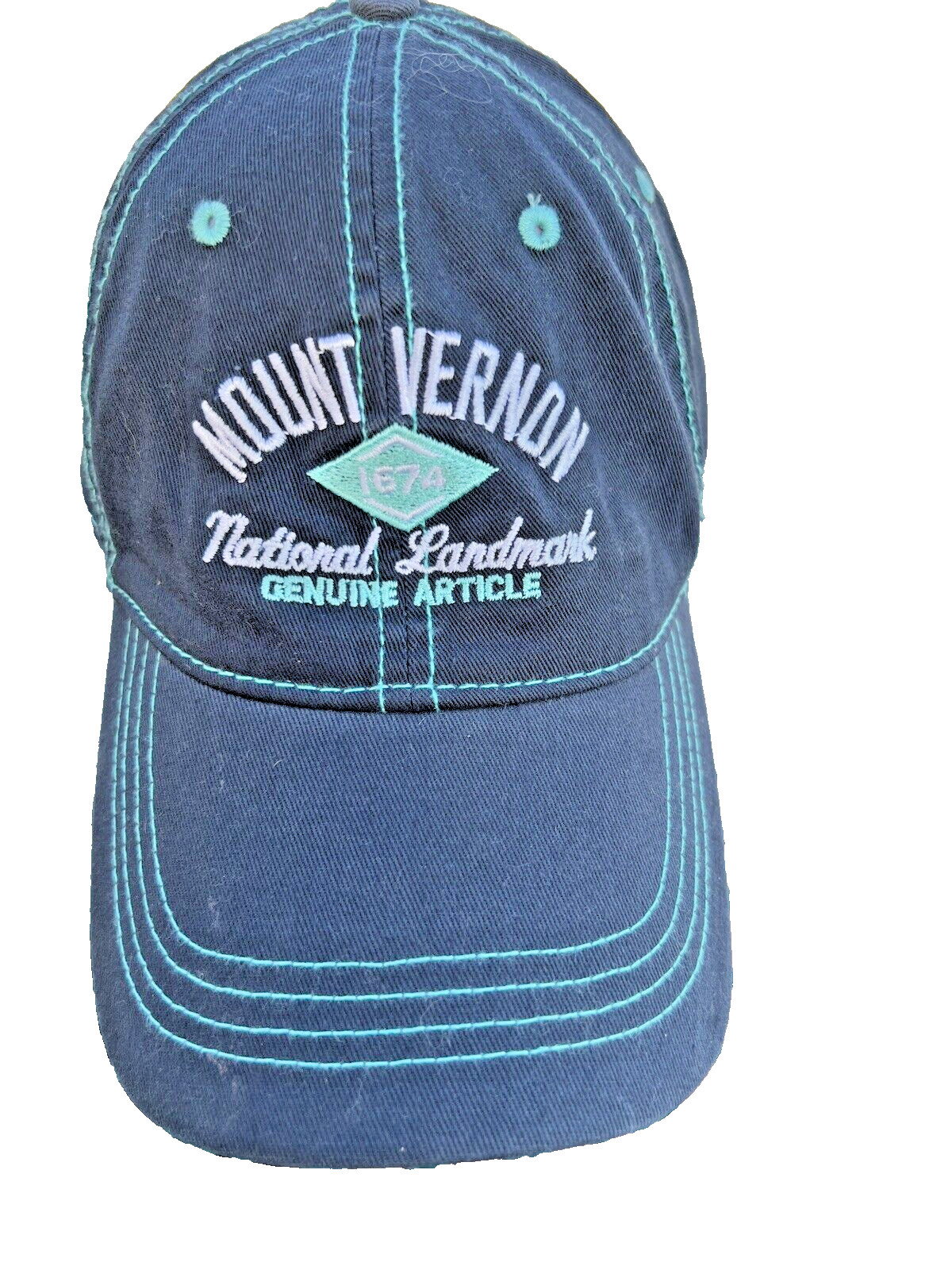 Mount Vernon Hat Cap National Landmark Genuine Article Blue w Teal Accents Adj.