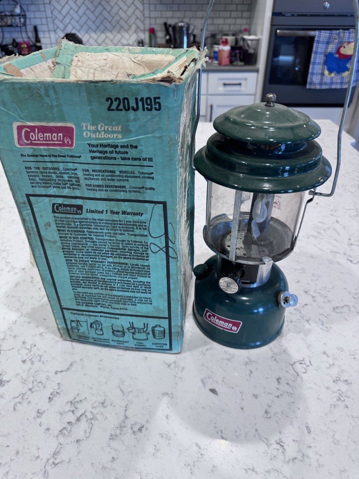 Vtg Nice Coleman Lantern Model 220J Double Mantle 1978 W Box
