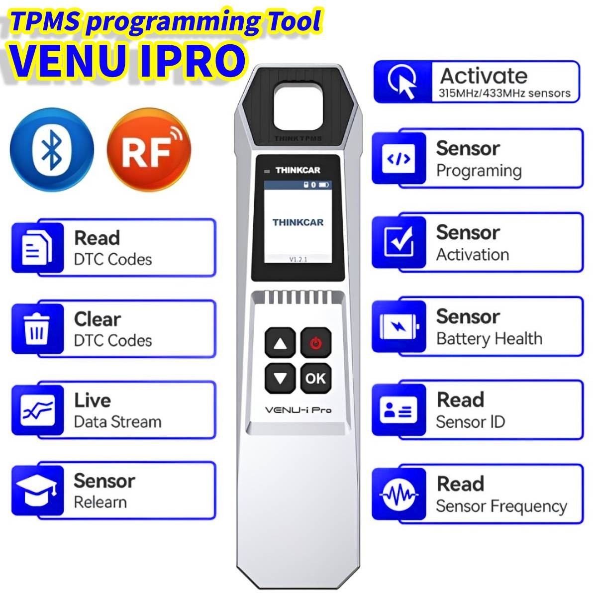THINKTPMS VENU iPro Relearn Reset Activate Programming Tool Car TPMS Tire Sensor