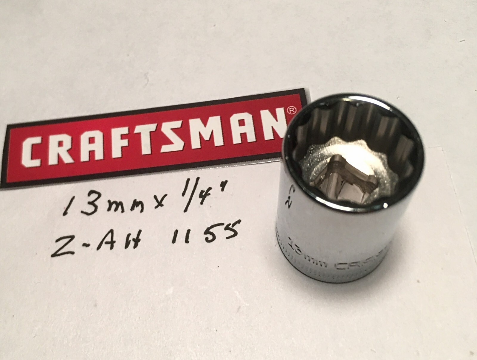 Craftsman 13 mm x 1/4" Dr Socket Z-AH 1155 - 12 Point  Free USA Shipping