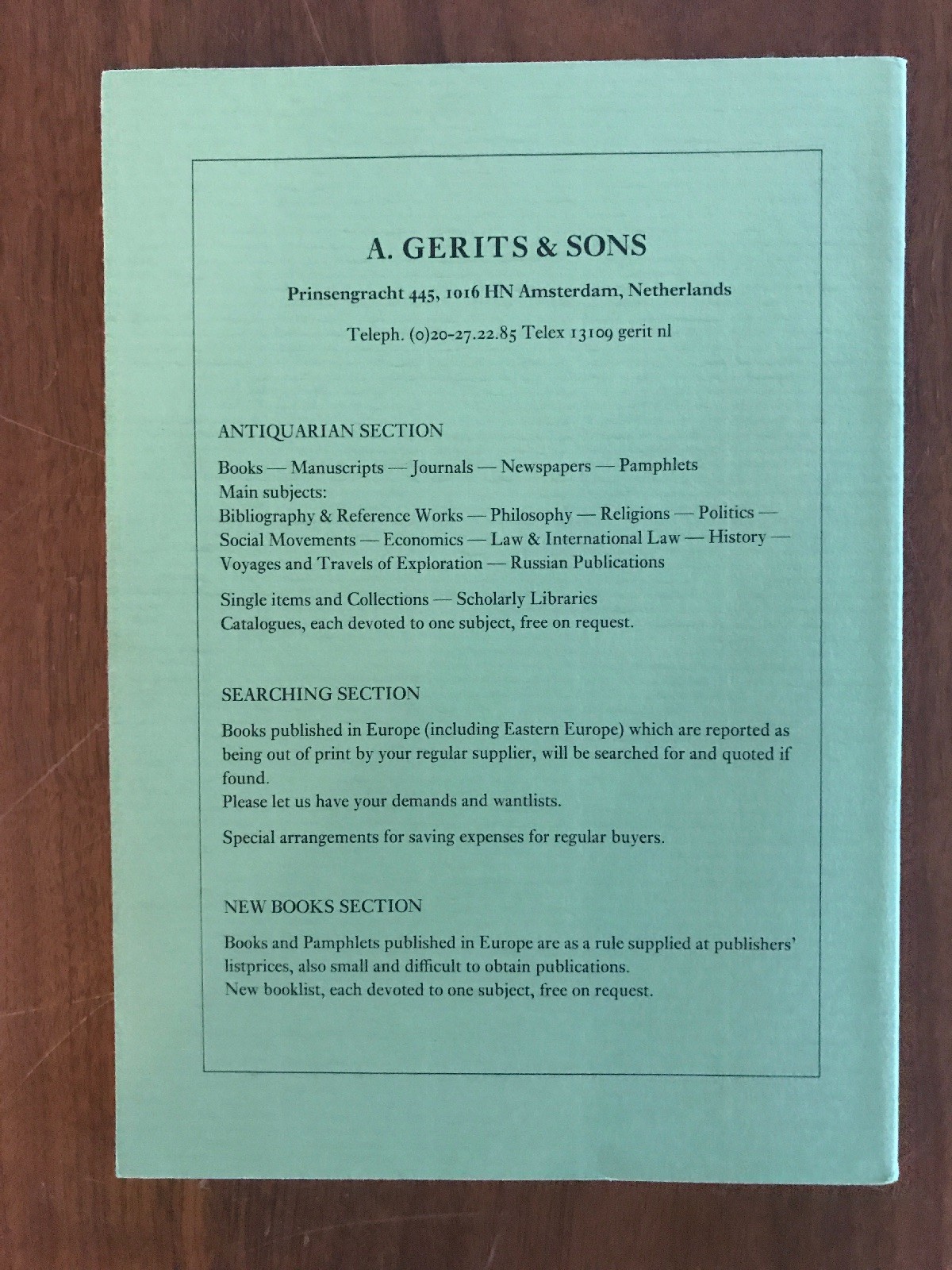 Catalog 35 INTERNATIONAL LAW DIPLOMATIC HISTORY Rare Books A Gerits & Sons 1991