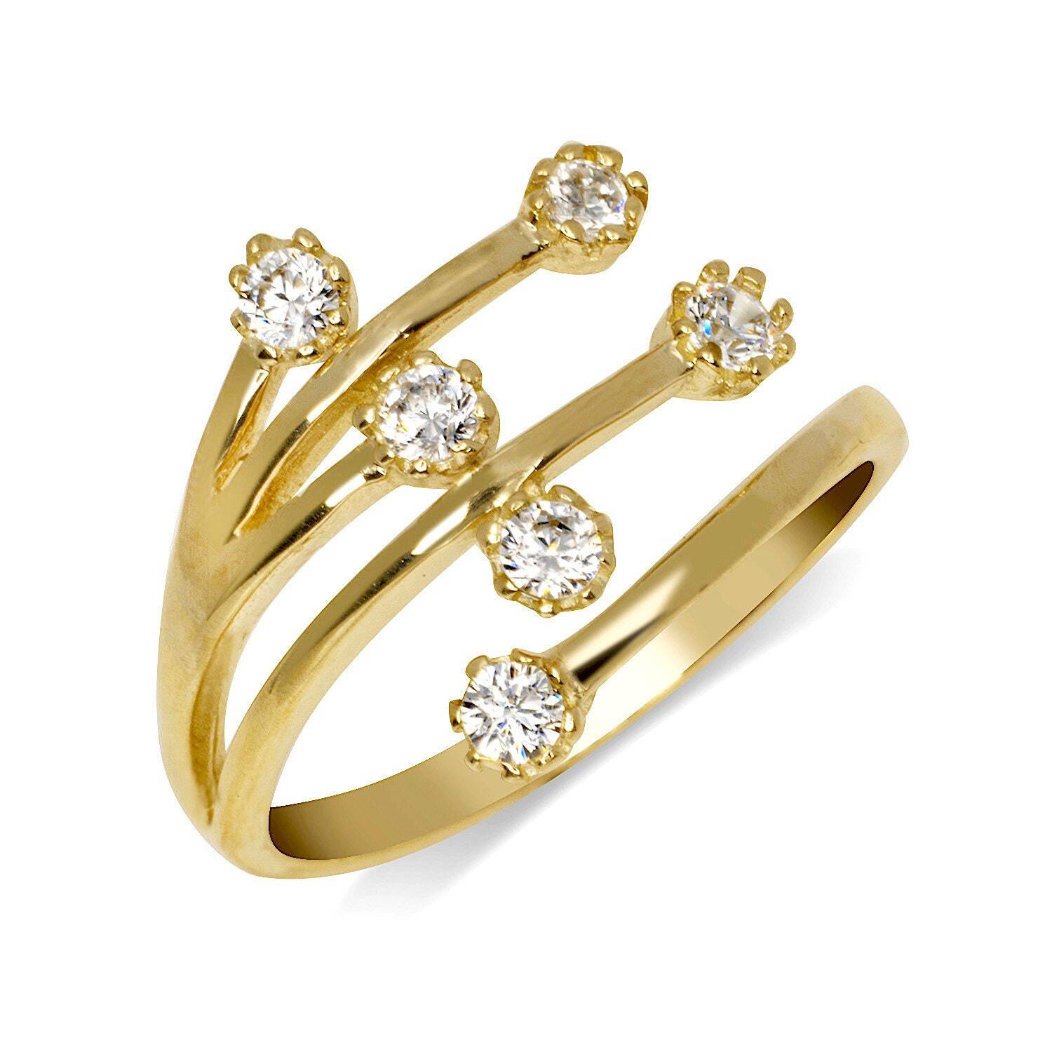 Curata Handmade - 10K Yellow or White Gold Elegant Waterfall Adjustable Cubic