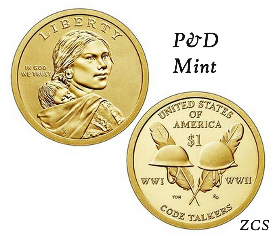 2016 P&D Sacagawea Native American Indian One Dollar Coins Code Talkers US Mint