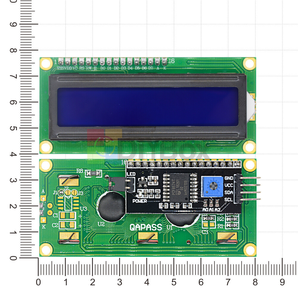 IIC/I2C/TWI/SP​​I Serial Interface 16X2 Character Blue 1602 LCD Display Module
