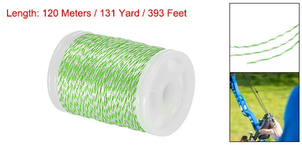 Archery Bow String Serving Thread, 0.02" Dia Bowstring Thread, Grass Green/White