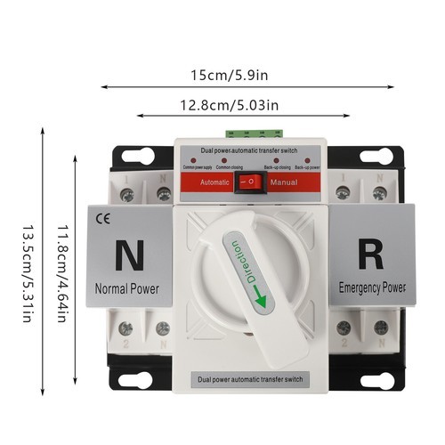 2P 63A Automatic Transfer Switch Toggle Dual Power Mini Controller Switch 110V