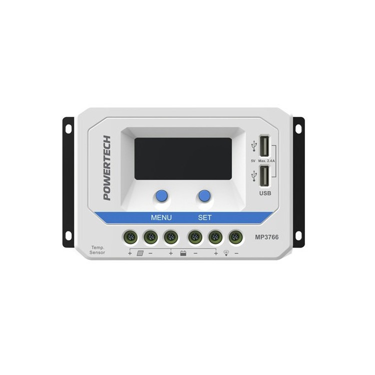POWERTECH 12V/24V 30A PWM Solar Charge Controller with LCD display for lead a...