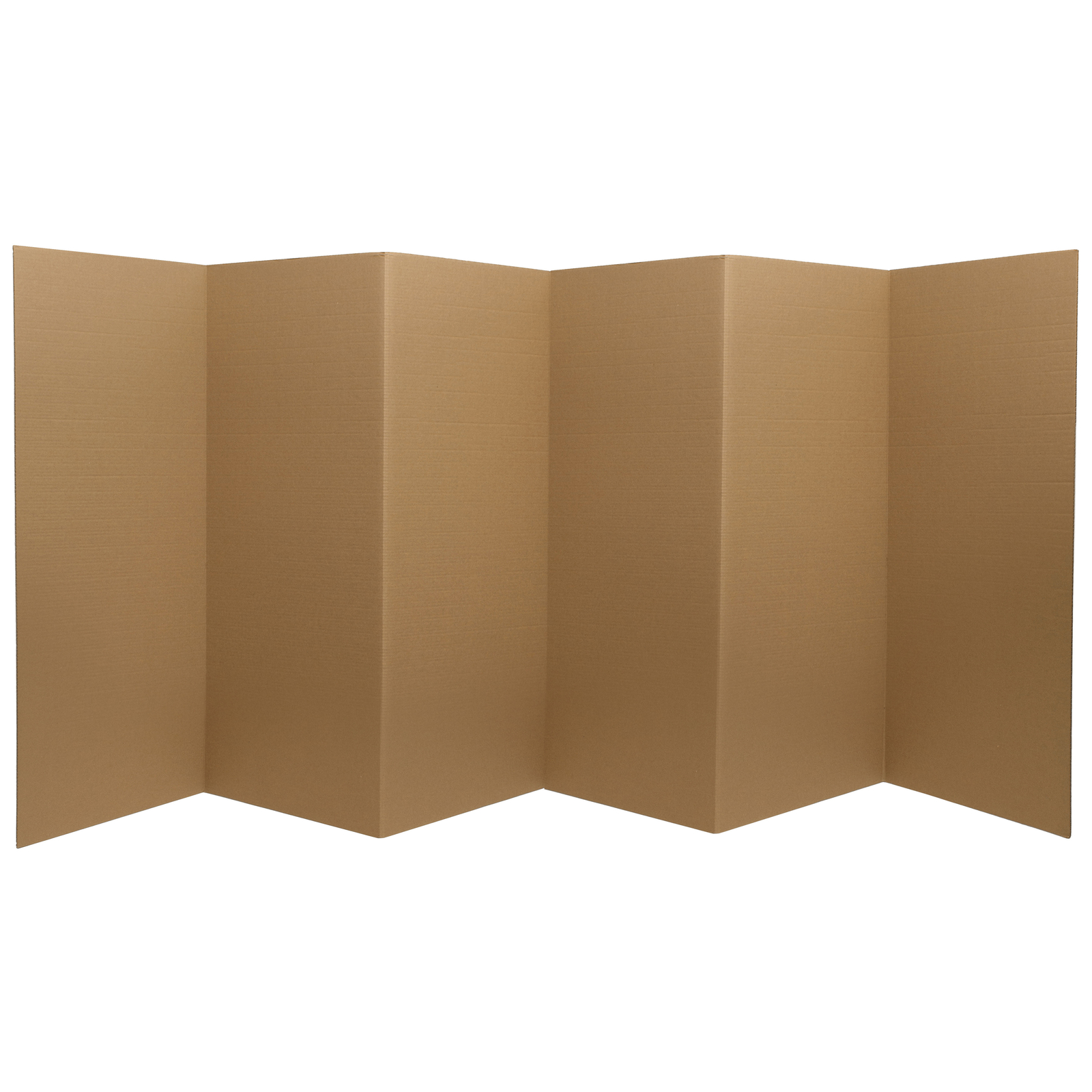 3 ft. Short Brown Temporary Cardboard Folding Screen - 6 Panels