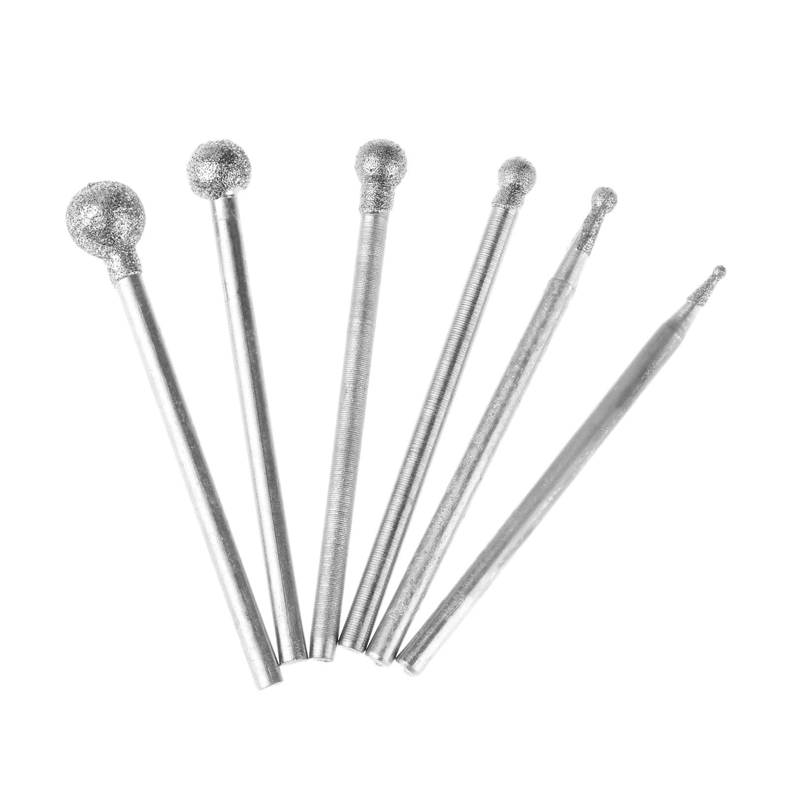 1/2/3/4/5/6mm F needle Ball Spherical Head Mounted Point Grinding Bits Tool 6PCS