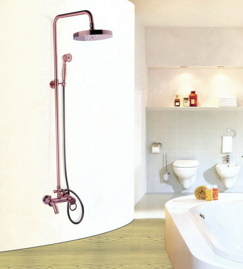 Antique Red Copper Rain Bathroom Rainfall Shower Set Wall Bath Tub Tap 2rg003e