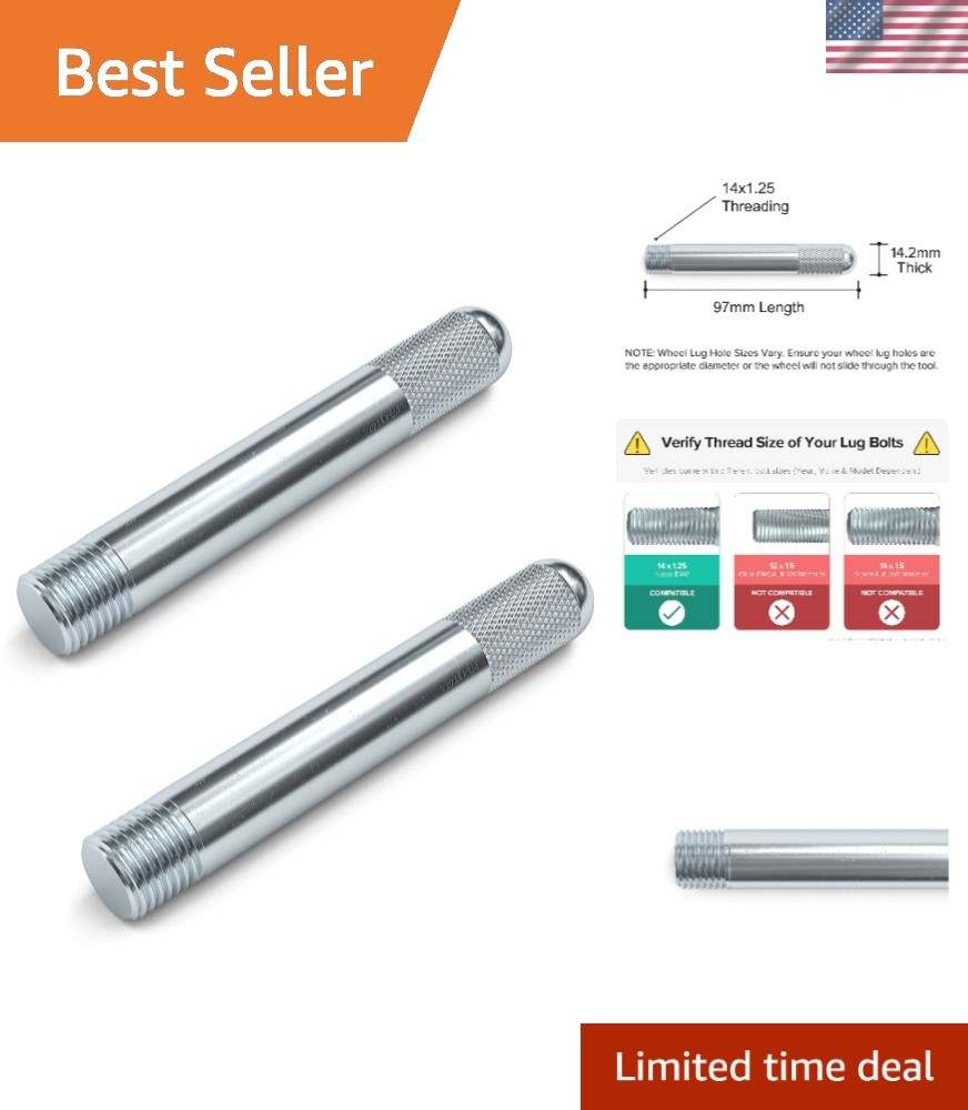 Automotive Wheel Lug Alignment Tool - Pack of 2 M14x1.25 - Durable Silver Design