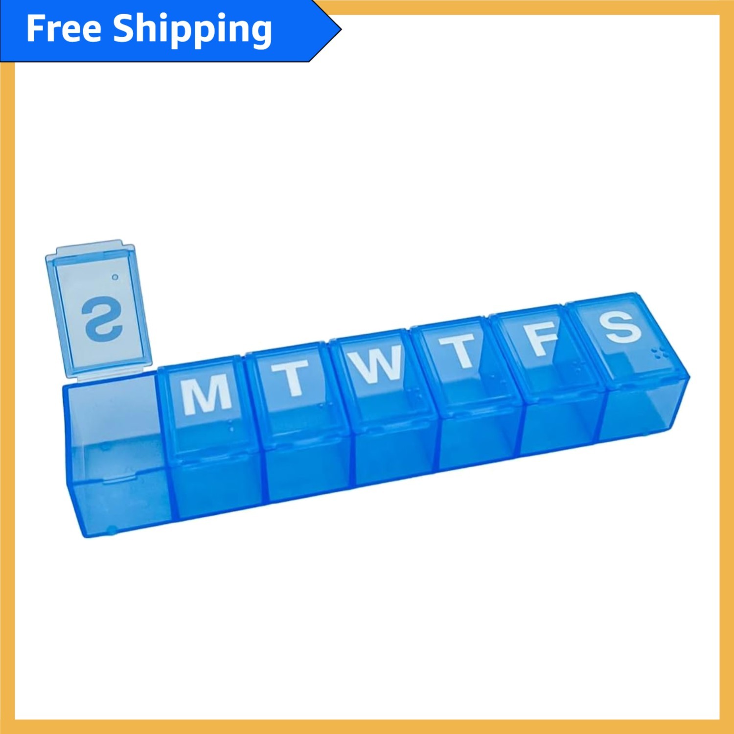 Durable Weekly Pill Organizer - Blue, Large Capacity for Daily Medications