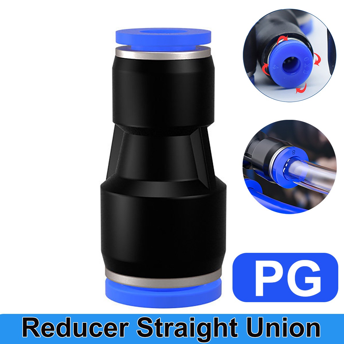 PNEUMATIC PUSH IN FITTINGS HOSE TUBE PIPE WATER AIR SPEED FIT JOIN PG STRAIGHT