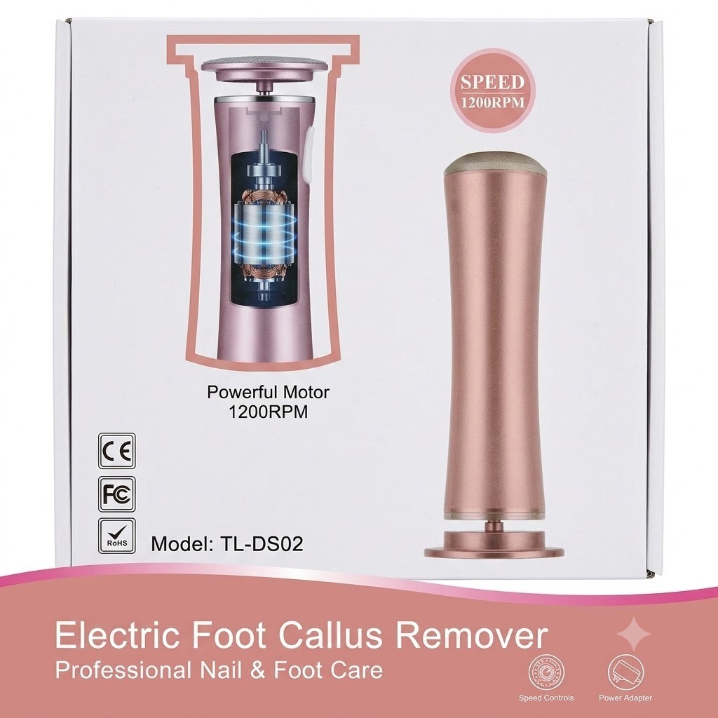 Electric Foot Callus Remover 1200 RPM Pink Professional Pedicure Tool