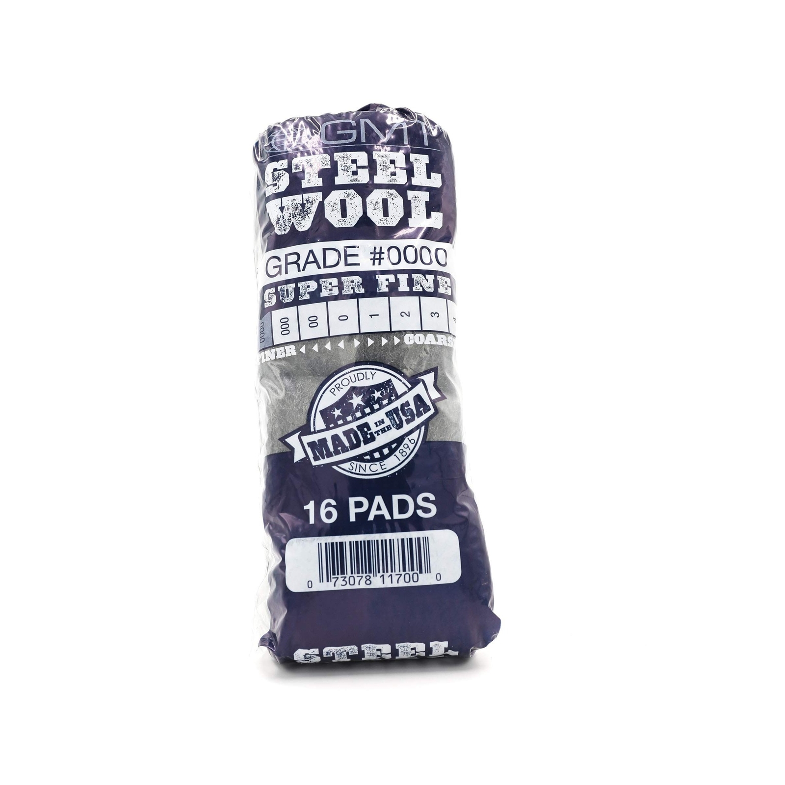 GMT Steel Wool 0000 Super Fine Grade Hand Pads; Pack of 16 Pads (Case of 12 P...