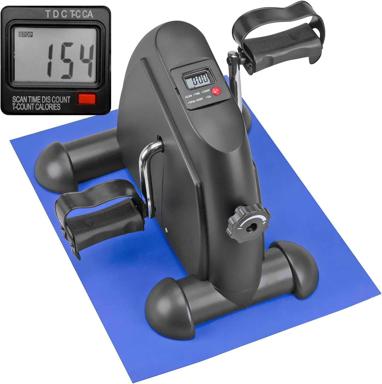 Under Desk Elliptical Bike Pedal Exerciser with LCD Display & Mat Included