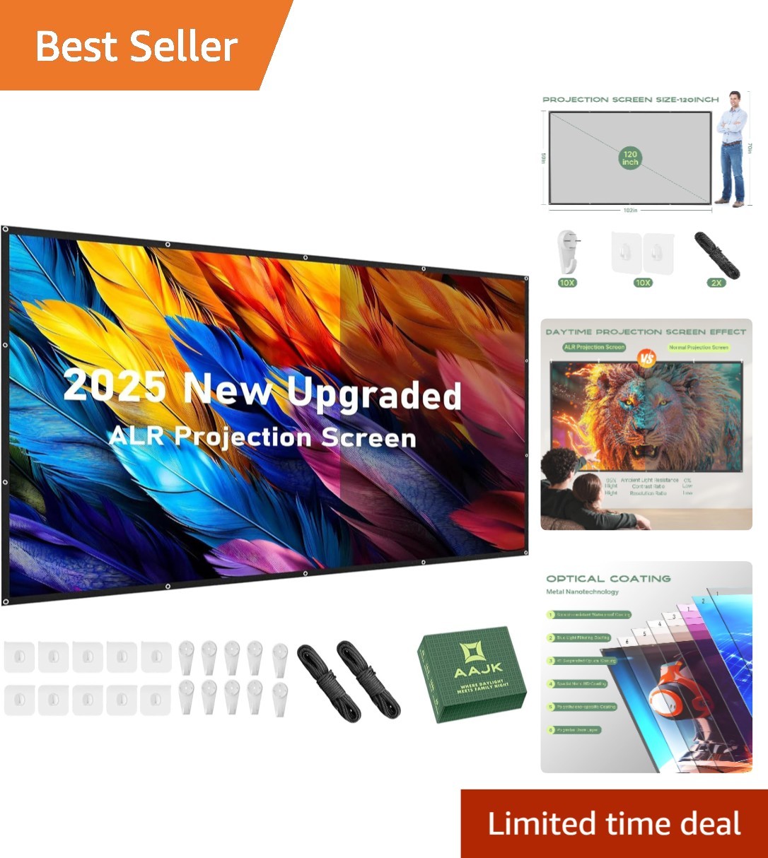 Innovative Foldable ALR Projector Screen - 120in for Stunning 4K Movies Anywhere