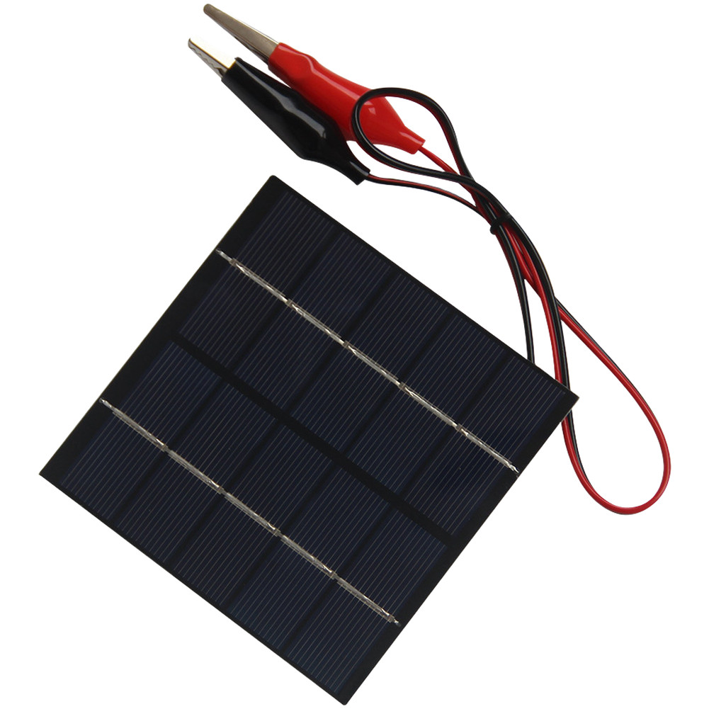Lightweight 1.5W Solar Panel with For Tiger Clip for 3.7V to 5V Battery Use