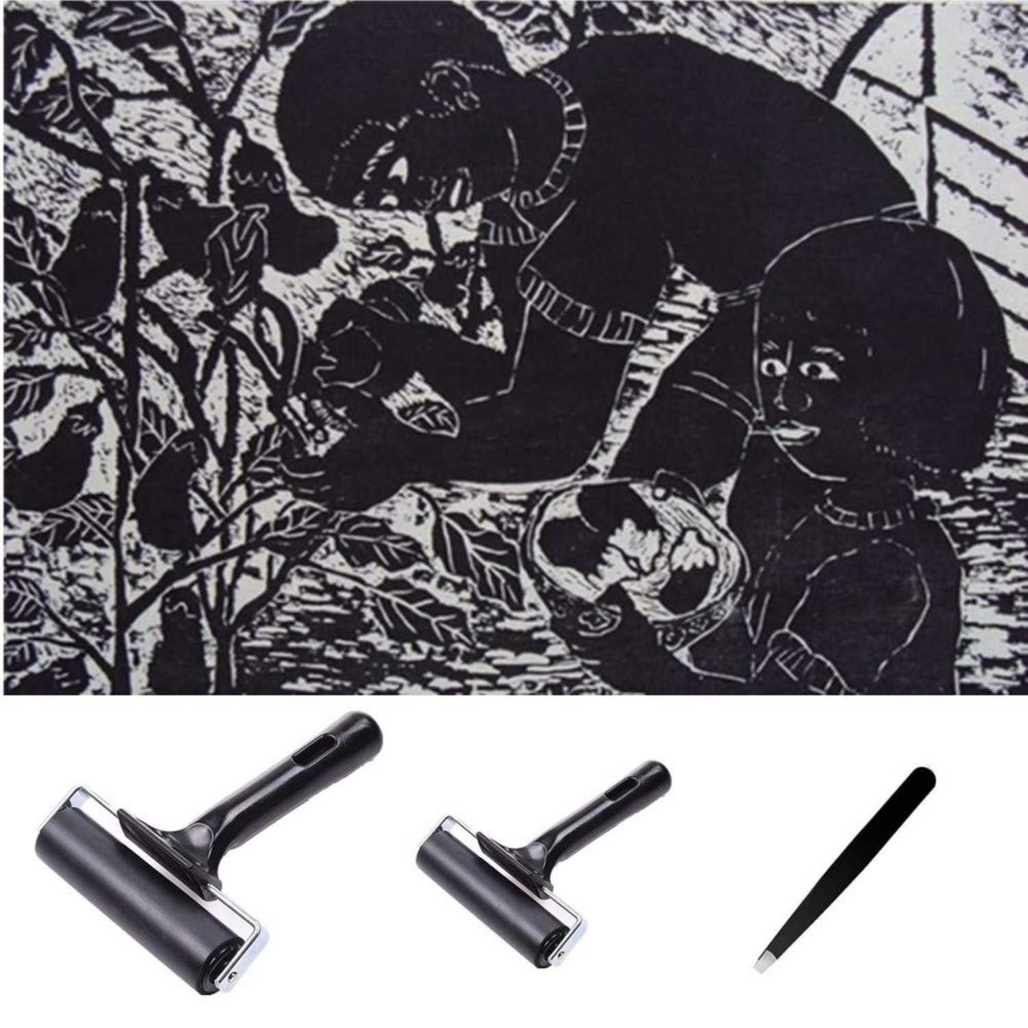 3 Pack Rubber Brayer Roller,Hard Rubber Brayer Rollers for Printmaking Ink Pa...