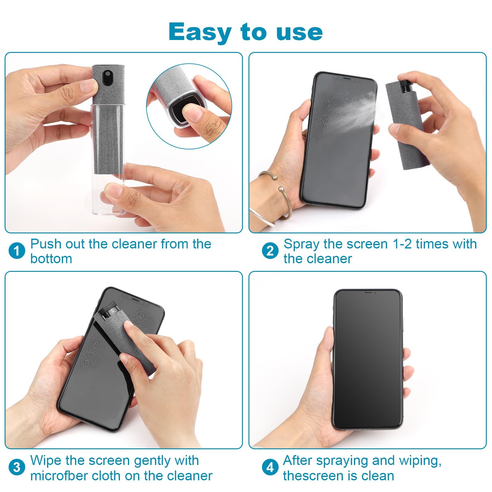 6 Pack Screen Cleaner 3-in-1 Touchscreen Mist Cleaner Spray and Microfiber Cl...
