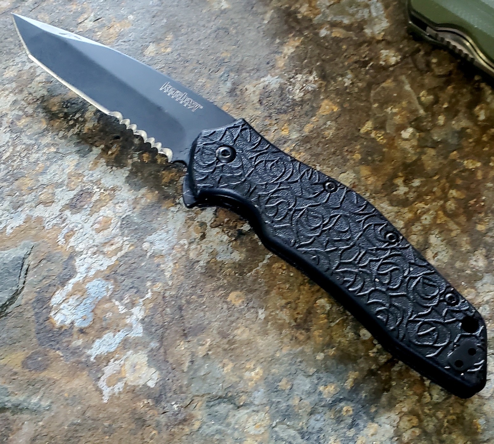 Kershaw 1835TBLKST Folding Knife Serrated Pocket Clip EDC Blade
