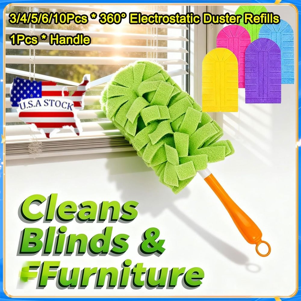 Duster Refills Reusable, 360° Electrostatic Duster Refills With Handle USA